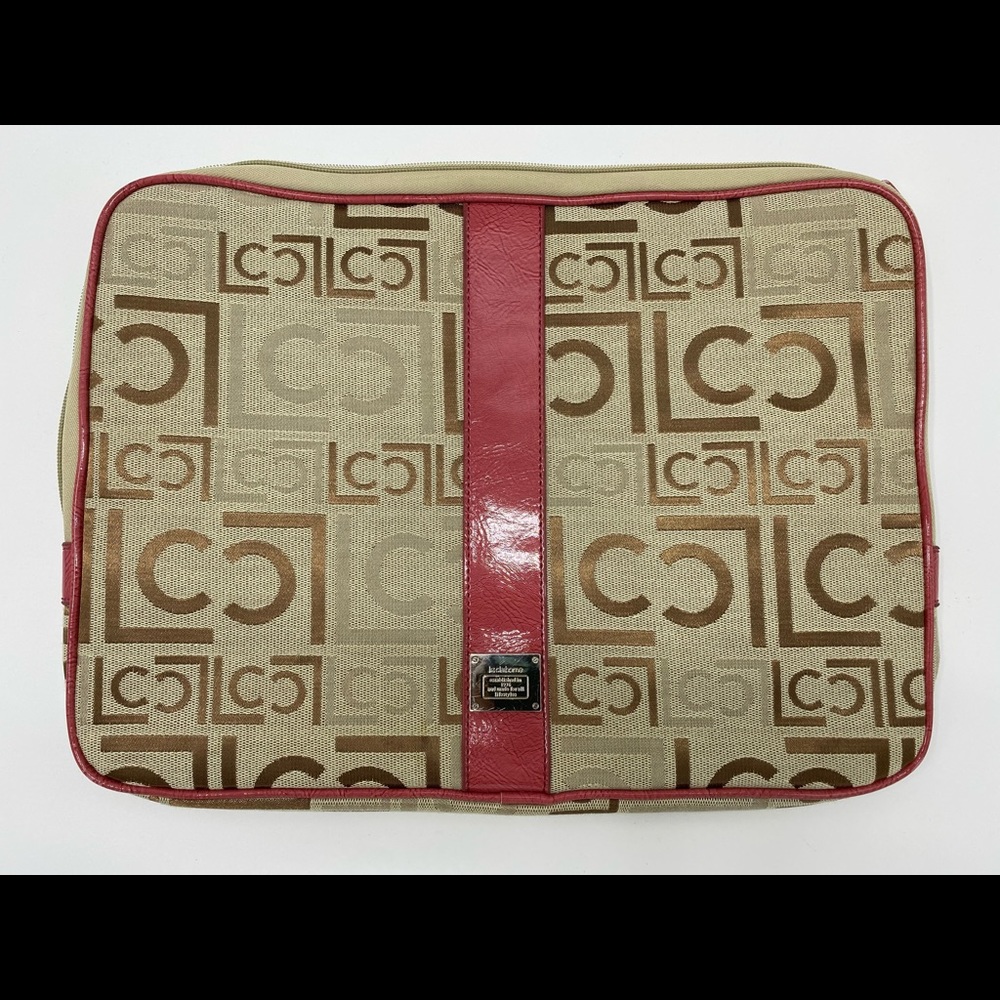 Liz Claiborne Laptop Brown-Pink Suede Leather Sleeve 16” Width x 12” Height